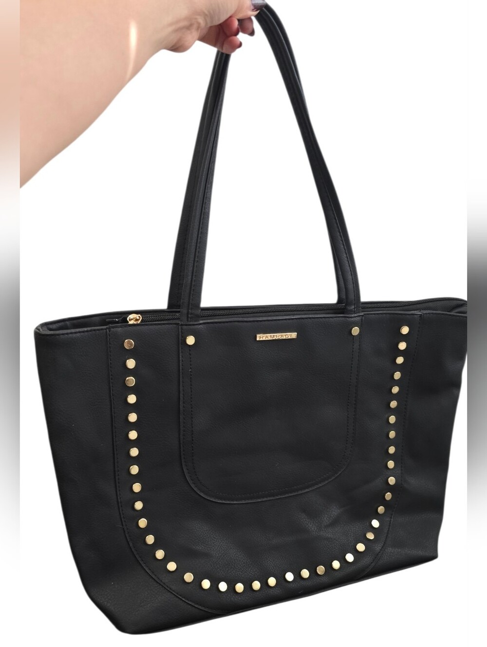 Rampage Black Tote with Gold Stud Detailing